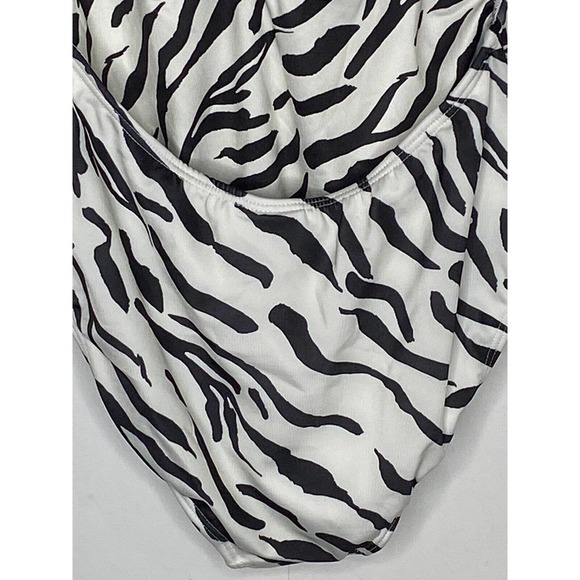 NWT Peixoto Womens Kai Swimsuit Sz Large Wild Zebra Plunging Neckline One Piece - Picture 11 of 14